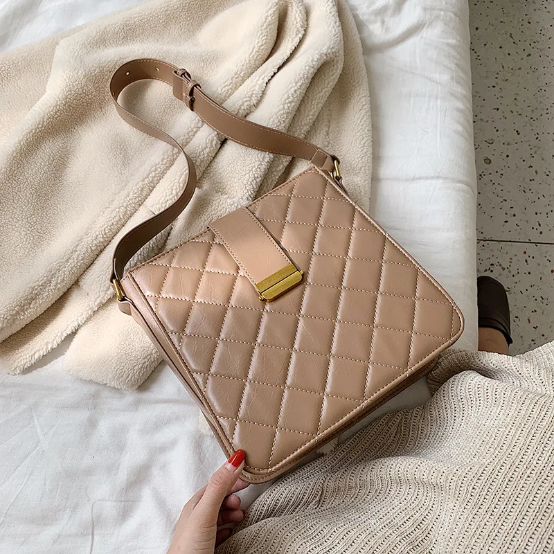 

Bag Women's 2019 New Style Online Celebrity Oil Wax Leather Rhombus Square Sling Bag INS Fashion Korean-style Versitile Fashion