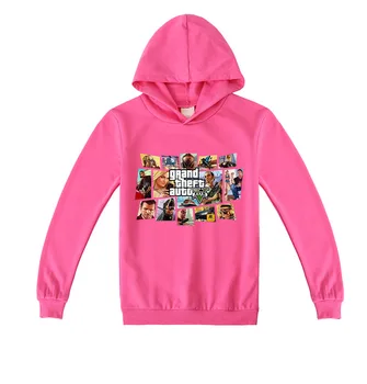 

2020 Autumn Winter Harajuku PINK Pullover Hoodies Girls Hooded Sweatshirt Long Sleeve Thin Basic Top for Kids Boys gta 5