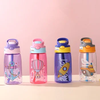 

480ML Kids Portable Water Cups Creative Cartoon Baby Feeding Cups With Straws Leakproof Water Bottles Children's Cups