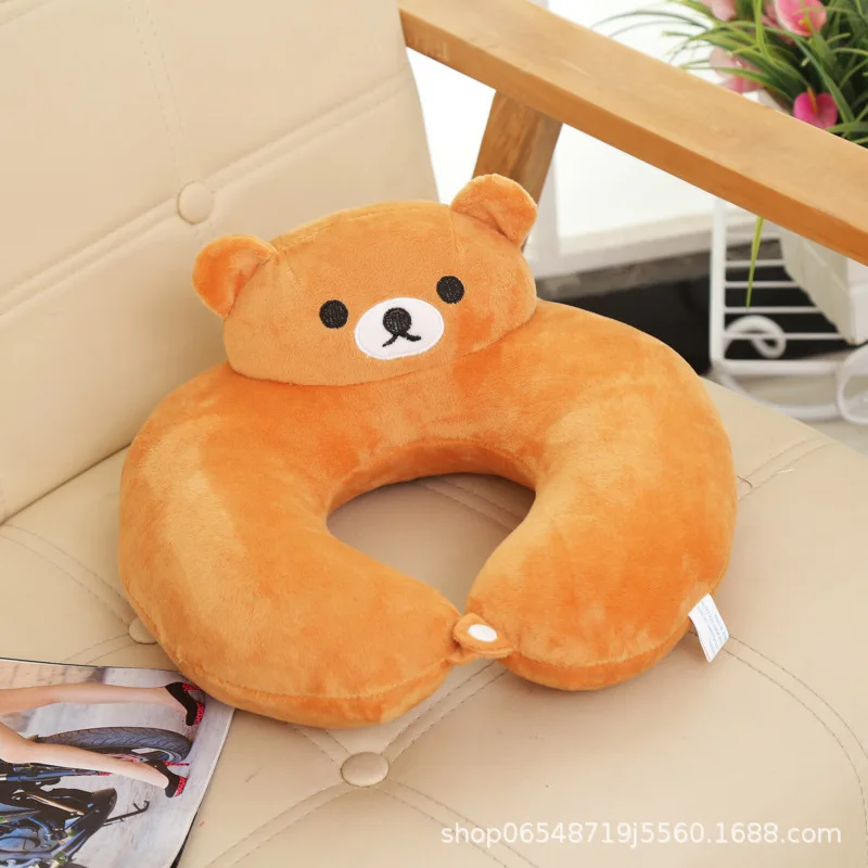 New Style Cartoon Animal Throw Pillow Plush Toys Pp Cotton U-SHAPE Pillow Travel Neck Pillow Customizable Logo