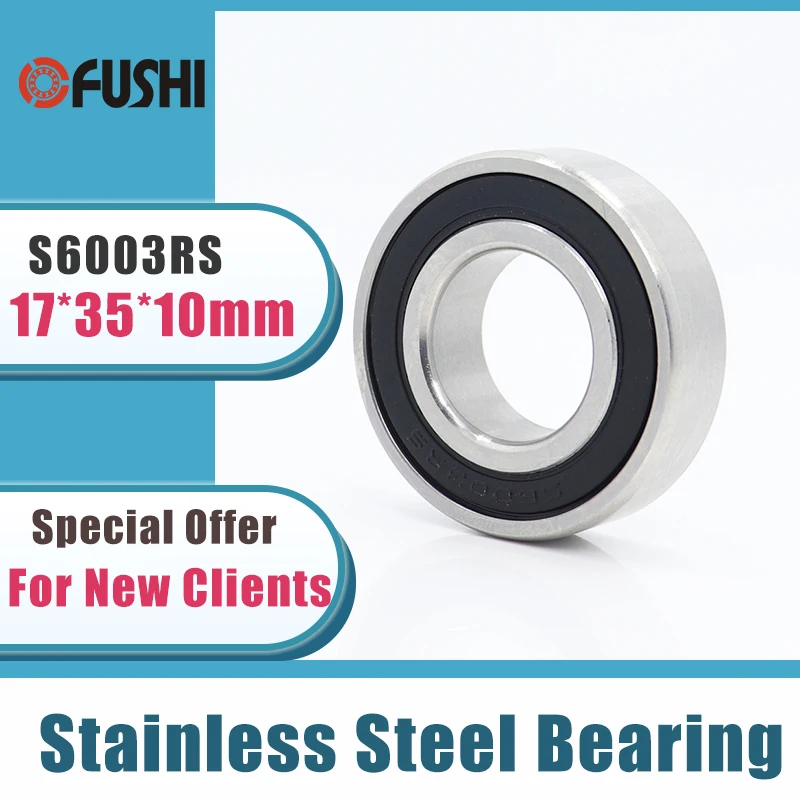 

10PCS S6003RS Bearing 17*35*10 mm ABEC-3 440C Stainless Steel S 6003RS Ball Bearings 6003 Stainless Steel Ball Bearing