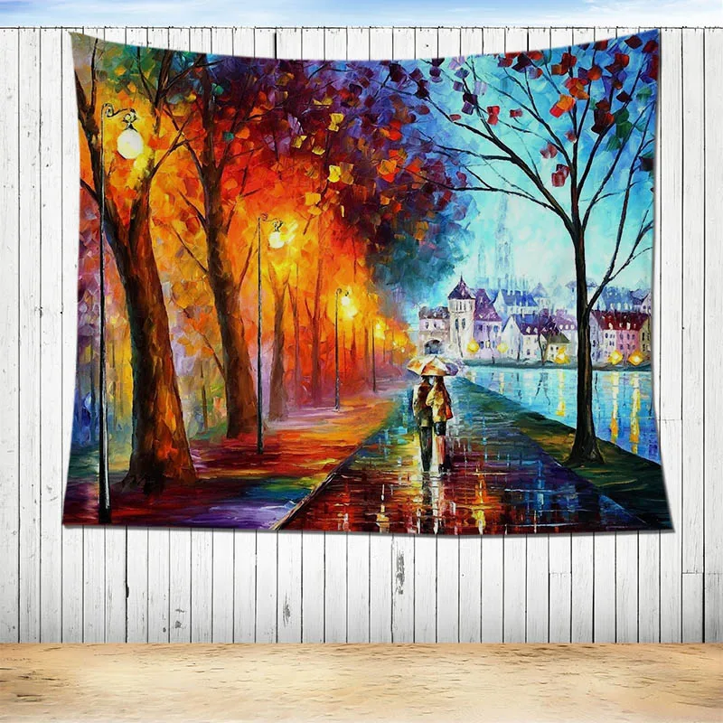 

Home Tapestry Wall Hanging Nature Art Polyester Fabric Tree Theme Wall Decor for Dorm Room Bedroom Living Room Sunlight Forest