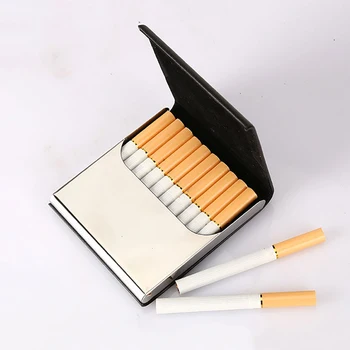 

High Quality Leather Cigarette Case Hold 10 pcs Men's Gift Cigarette Box Businessman Cigar Case Gadget For Smoker Smoke Tools