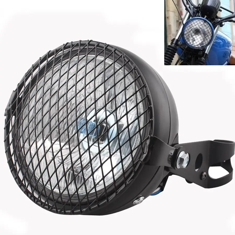 12V мотоциклетные Ретро черный галогенной лампы + MaskW кронштейн для CG125 GN125 CB200 CB400 CL