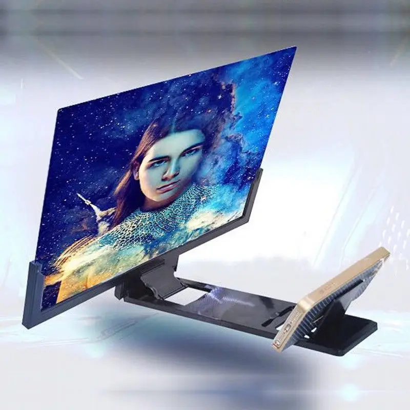 Черный HobbyLane 14 дюймов 3D Увеличенный экран мобильного телефона Кронштейн усилителя держатель мобильного телефона увеличительная Лупа d35 - Цвет: Черный