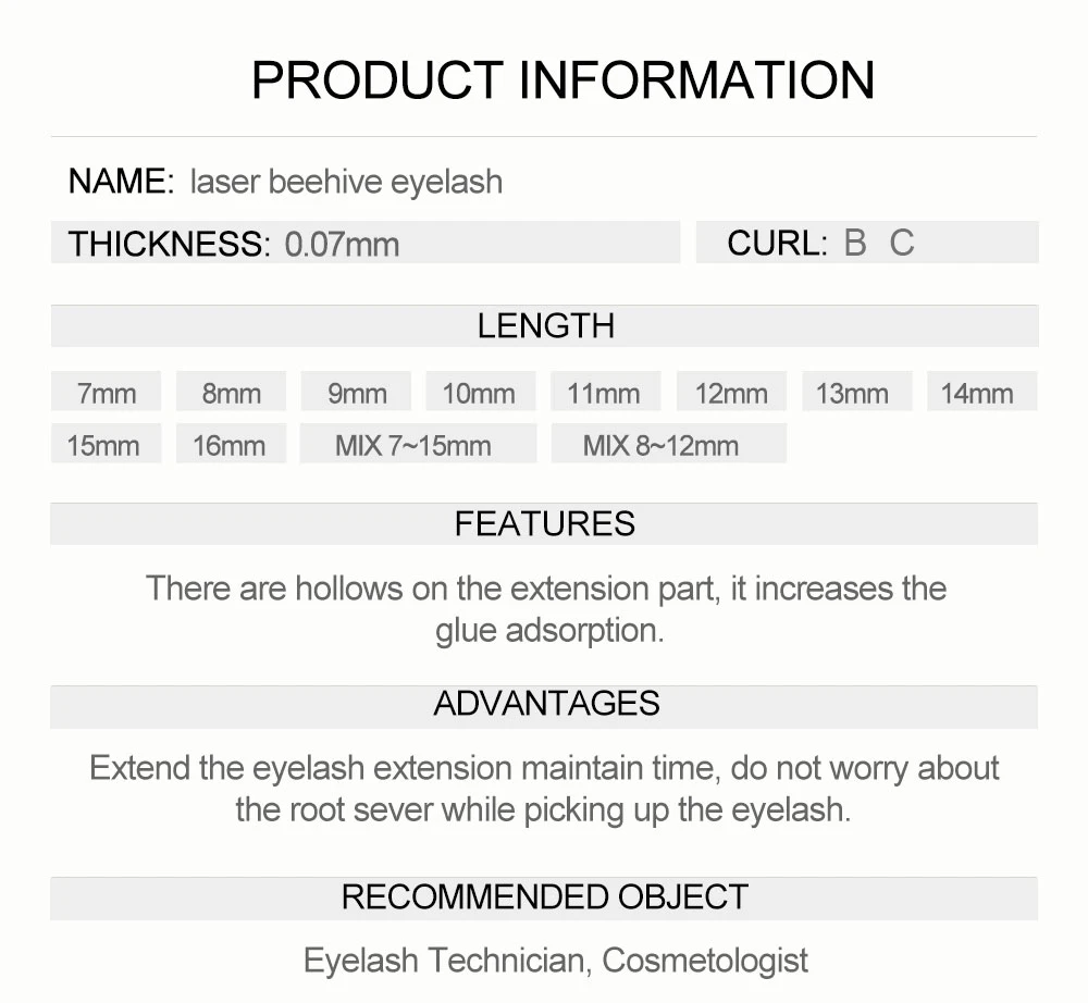 Description Picture 3 of itemNAGARAKU Laser Beehive Eyelash Extension Longer Lasting Individual Eyelash Makeup Maquiagem High Quality Synthetic Mink lashes