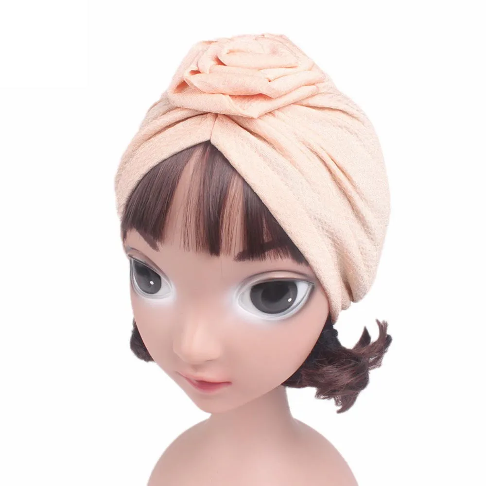  Baby Girls turban hat roses  hats Boho Hat Beanie Scarf Turban Head Wrap Cap newborn photography props knit cap beard