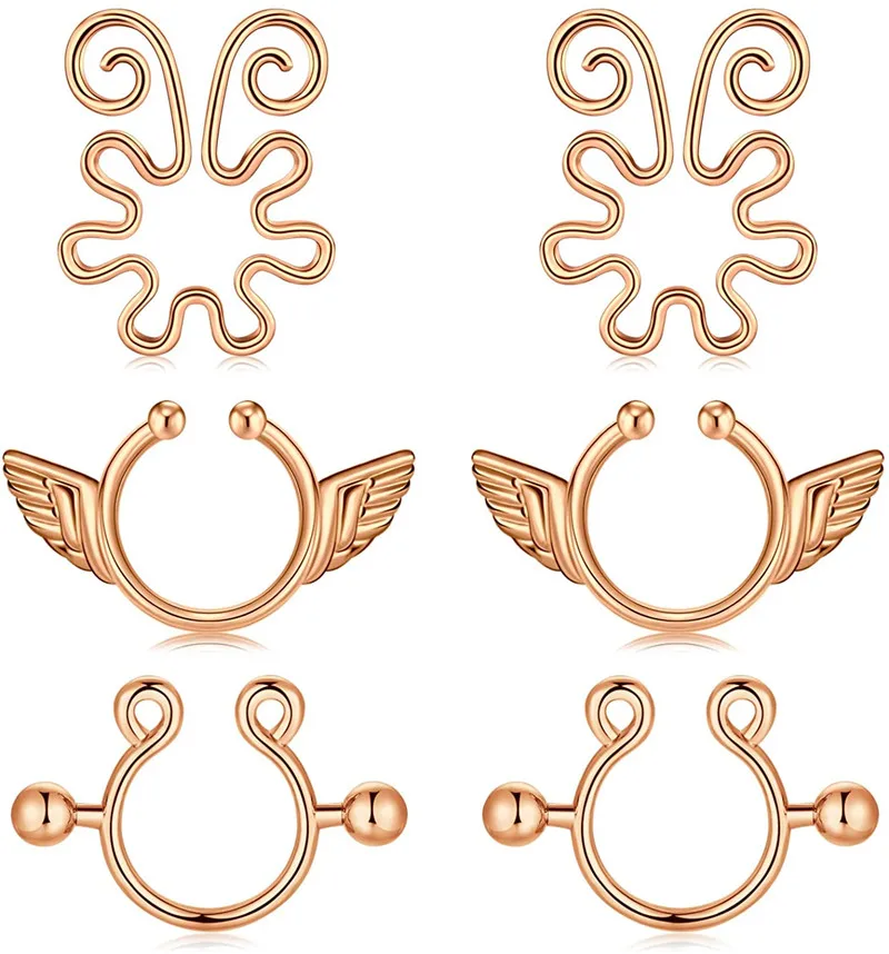 FakeNippleringsPiercingsClipOnNippleRingsStainlessSteelFaux