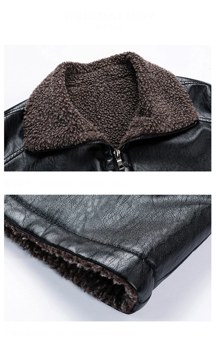 Winter Faux Fur Coat Men Fleece Thick Warm PU Leather Jacket Men Zipper Motorcycle Jacket Men Bomber Jacket Plus Size 4XL