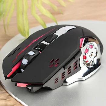 

Wireless Game Mouse Silent Illuminated Mechanical Mouse 2400Dpi 2.4G USB Rechargeable 7 Color Mouse For PC Laptop Computer