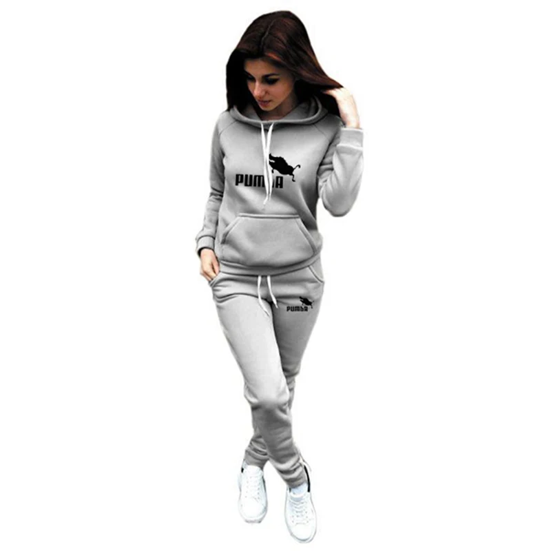 Spring Winter 2 Piece Set Jogging Women Hoodies Pants Printed Sportswear Suits Thicken Warm Ladies Girls Hoodie Sets Tracksuits