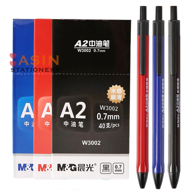 M & G-W3002 Stylos à bille fins de haute qualité, écriture lisse, papeterie de bureau ou d'école, 0.7mm