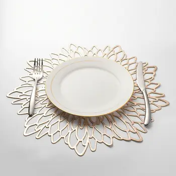 

Washable Round Placemats Table Mat Insulation Plastic Dining Wedding Party Flower Design Non Slip Coaster Kitchen Accessories