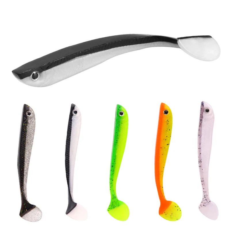 

4PCS/bag Soft Bait 62mm 10.5g Silicone T-Tail Color Luminous Ocean Beach Fishing Artificial Bait PVC Fly FIshing Lure