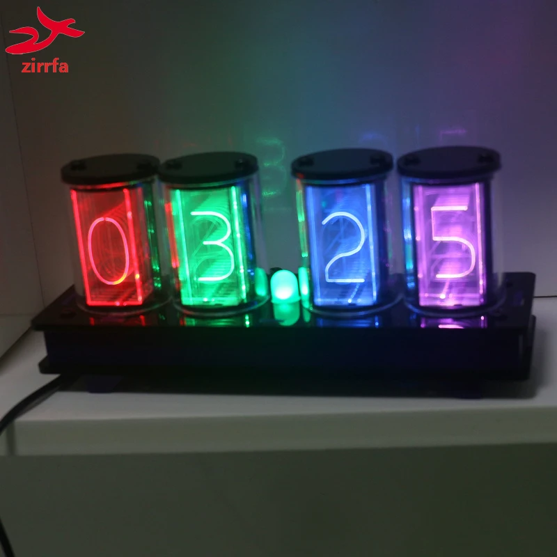 zirrfa 4 Bits RGB Full Color LED Glow Tube Digital Clock Kit Retro Desk Watch 5V Electronic DIY kit|EL Products| - AliExpress