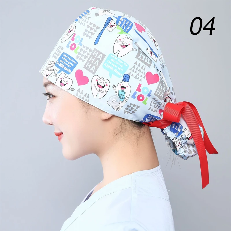 winter cap Women Scrubs Cap Cotton Cartoon Printing Scrub Caps Pet Shop Lab Work Dental Clinic Surgicals Hat Nurse Uniform Accessories best beanie brands