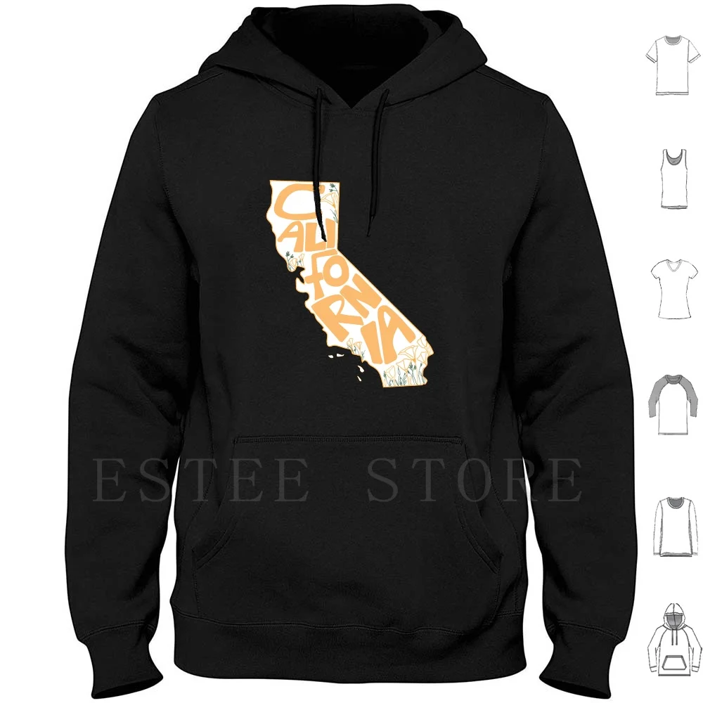 Felpe Con Cappuccio California Cad Poppy Flower California Usa State Orange State