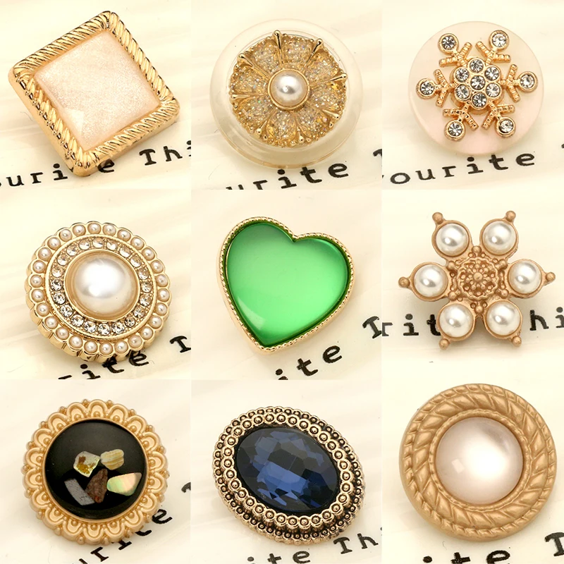 

3 Pieces Women Fashion Metal Buttons for Clothing Decorative Button Beaded Sewing Clothes Brand Suit Coat Foot Beaded DIY Sew On