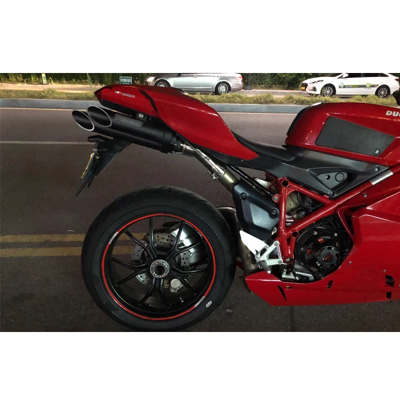Для Ducati 848 1098 1198 скольжения на мотоцикл среднего подключения труба глушителя из алюминиевого сплава наконечник Хвостовая труба скутер Moto Escape