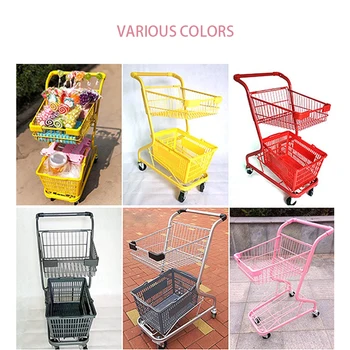 

Double deck shopping cart, with basket, luggage cart, shopping cart