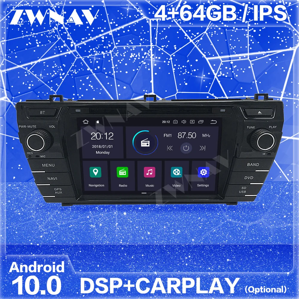 Carplay Android Screen GPS For Toyota Corolla 2013 2014 2015 2016 2017 2018 2019 Audio Radio Stereo Multimedia Player Head Unit