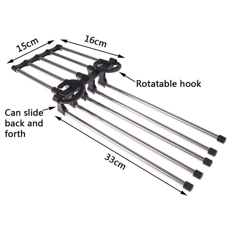 

1PCS 5 Tier Portable Stainless Steel Pants Racks Multi-function Pants Hanger Trousers Hanger Clothing Storage Organization