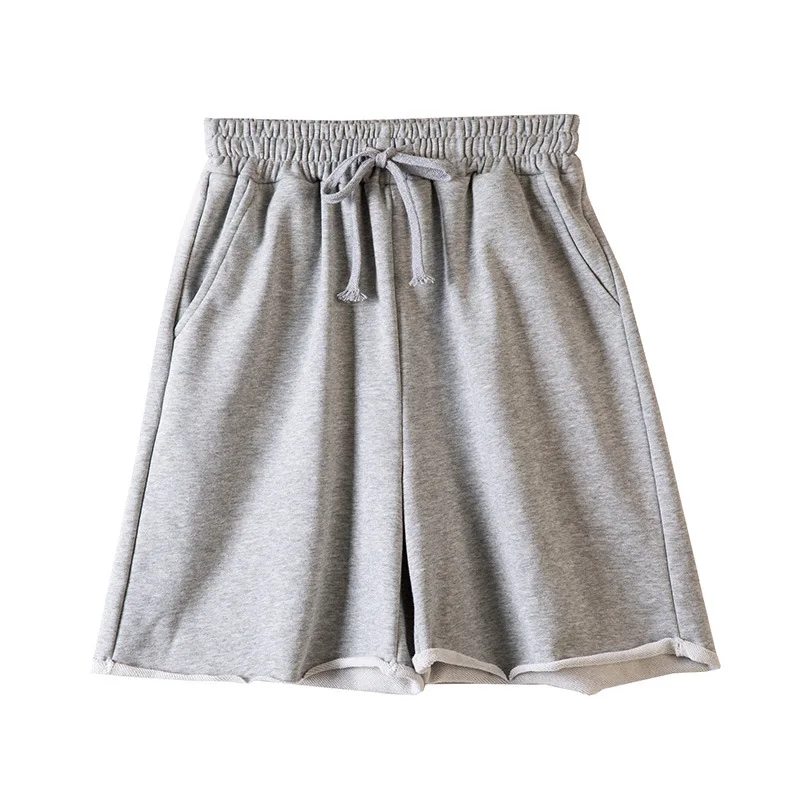 Gray Sweatshorts Women High Waist Wide 