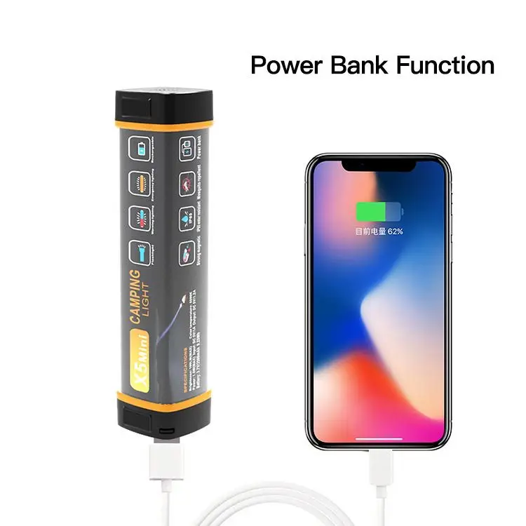 

Outdoor New Products Mini Power Bank USB Rechargeable Flashlight Magnet Adsorption Work Light Mosquito Repellent Waterproof Camp