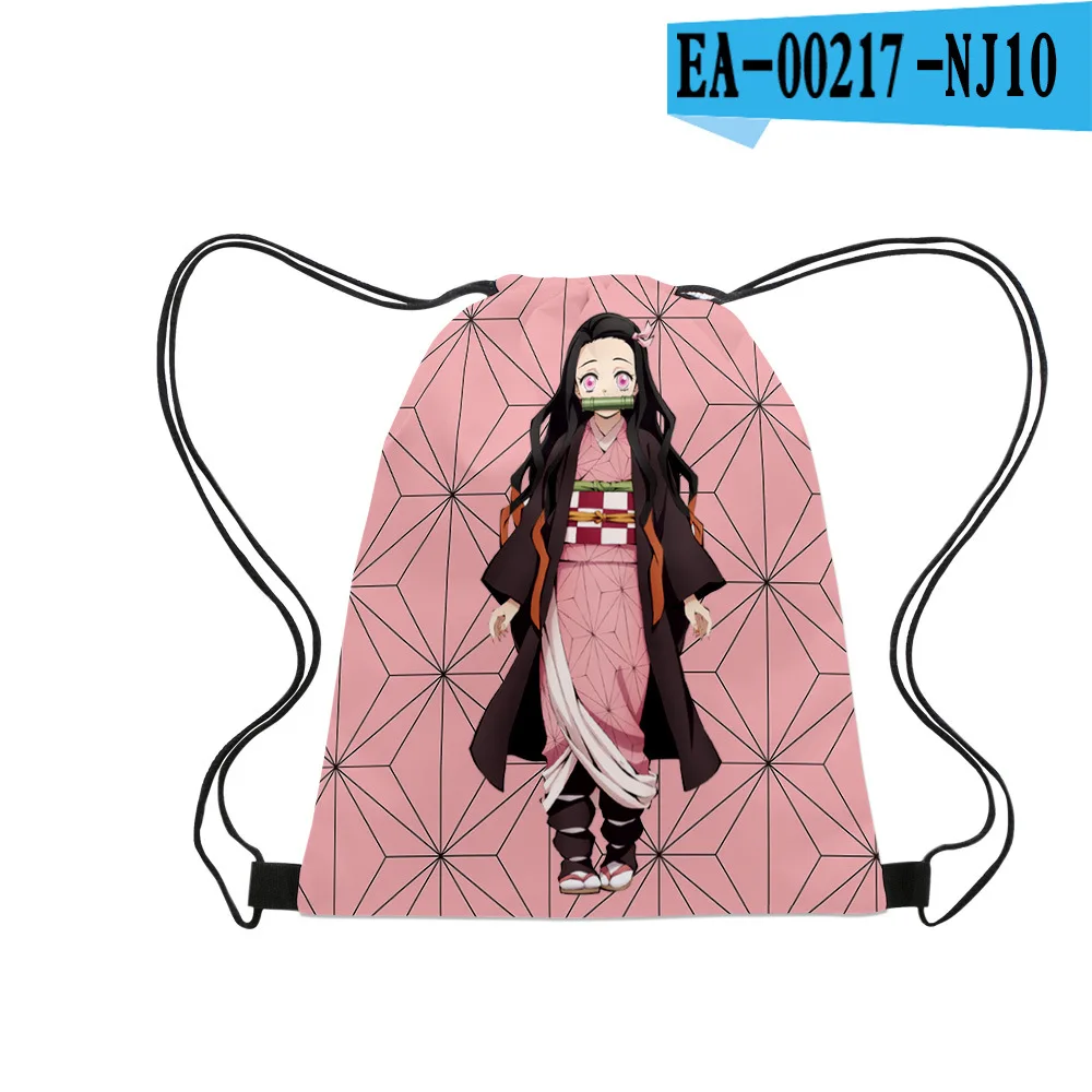 Anime Demon Slayer Kimetsu No Yaiba Tomioka Giyuu Drawstring Bag Teenage Girl Boys Fashion Storage Backpack Travel Bags Gift sexy cosplay Cosplay Costumes