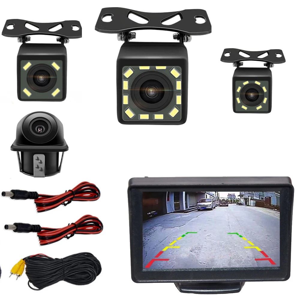 BYNCG Waterproof Car Rear View Camera with 5 inch TFT LCD Rearview Monitor and Night Vision Backup Camera for Easy Reverse Parking