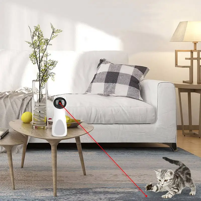 Pet Cat LED Laser Toy Smart Automatic Cat Exercise Training Entertaining Funny Rotating Toy Multi-Angle USB Charge Toys