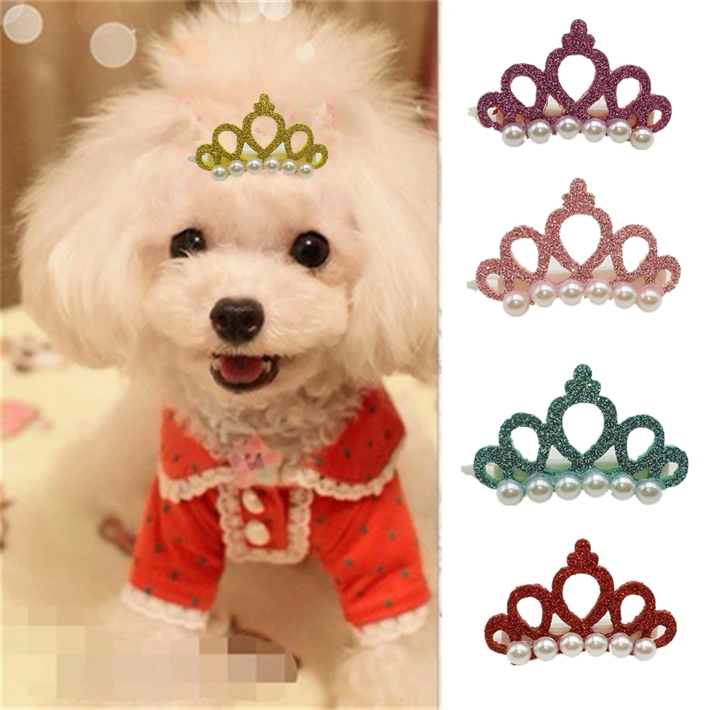 

Hot Sale Dog Accessories Pet Grooming for Puppy Beautiful Dog Hair Clip Crown Bow Pet Hairpins Dog Multicolor Cat Headwear