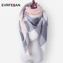 Evrfelan, новинка, зимний шарф, модный женский шарф, роскошный клетчатый кашемировый шарф, Женский треугольный бандаж, Bufanda, опт, 140*140*210