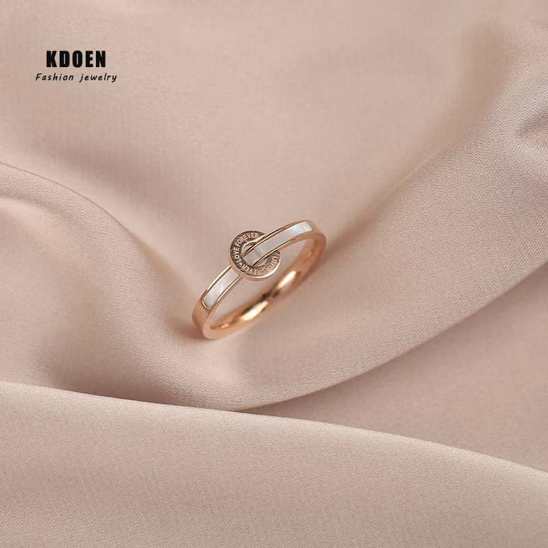 Classic Fashion Ring Letter Digital Titanium Steel Rose Gold Ring For Woman Student Finger Jewelry Party Girl’s Temperament Ring
