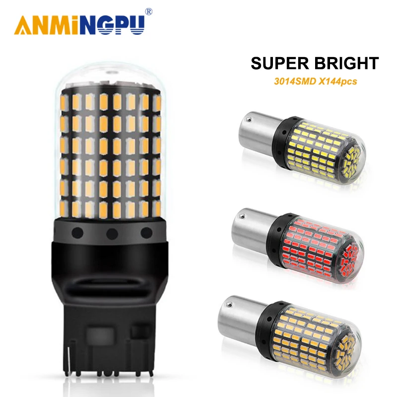 ANMINGPU сигнальная лампа W21W Led 7440 T20 3014SMD P21W 1156 BA15S BAU15S PY21W Canbus сигнал поворота свет s