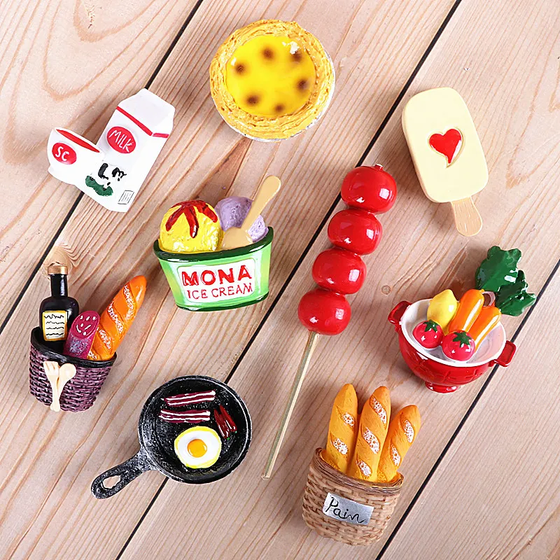 

Refrigerator sticker 3D creative magnetic sticker simulation personalized food egg bread West red silk message sticker magnet