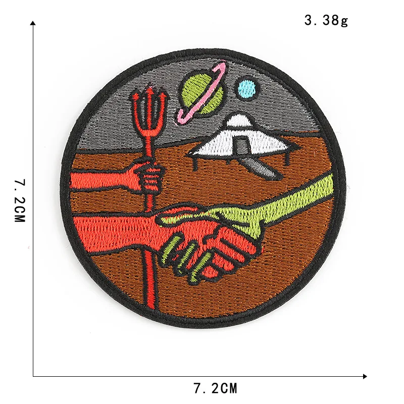 Космическая одежда нашивки в полоску Одежда астронавта наклейки Железный на планету аппликации НЛО круглые значки с вышивкой@ E - Цвет: 1-PCS-E-366
