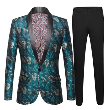 

Men Jacquard Suit 2 Pieces Embossing Shawl Lapel Wedding Groom Tuxedos Formal Party Dinner Prom Man Blazer (Jacket+Pants)