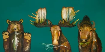 

Home Decoration Painting Wall Art HD Bear Moose Salmon Branches Cow Print Modern Poster Canvas Cuadros Modular Picture For Gift