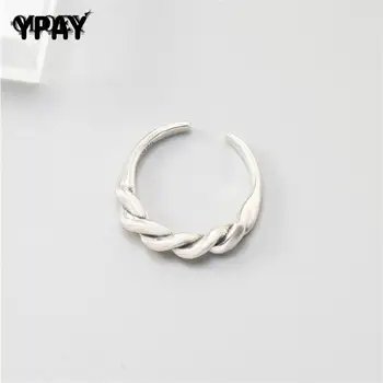 

YPAY Simple Twisted Open Rings for Men Women 100% Sterling Silver 925 Ring Fine Party Jewelry Accessories Drop Shipping YMR380