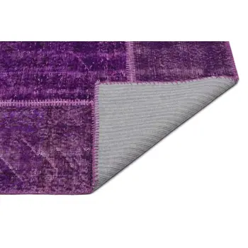 

Handmade Purple Vintage Overdyed Patchwork Area Rug 160x230 Cm-5'3''X7'7''