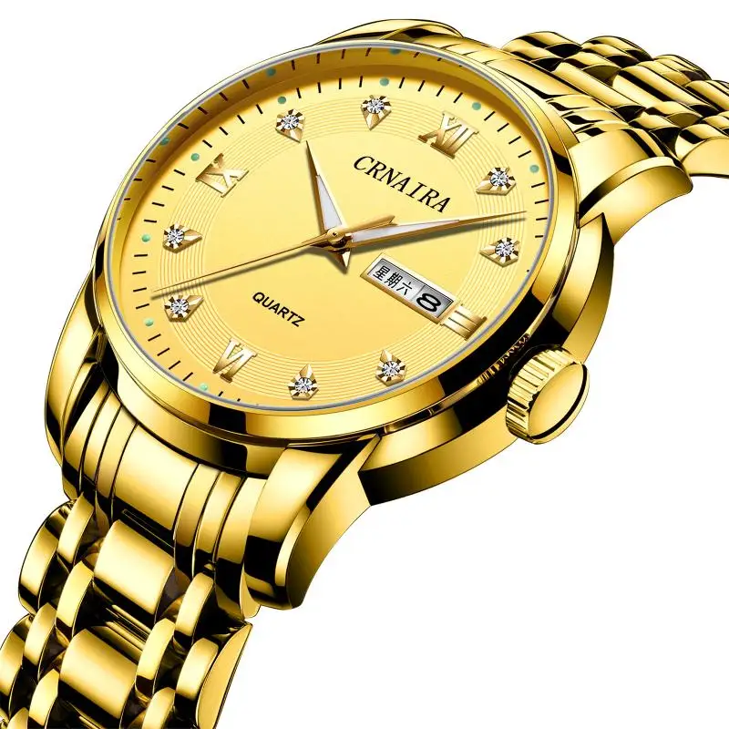 

Luxury Crustal Men Watches Waterproof Stainless Steel Quartz Watch Male Date Week Military Clock Wrist Watch Relogio Masculino