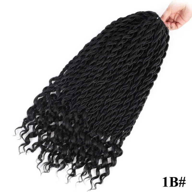 Активные искусственные локоны в стиле Crochet, на крючках, косички, синтетика, на крючках, косички, эффектом деграде(переход от темного к плетение волос в богемном стиле замки 18 дюймов 24 подставки - Цвет: # 1B