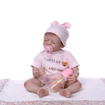 

Beautiful Simulation Baby Girl Reborn Baby Doll in Pink Dress