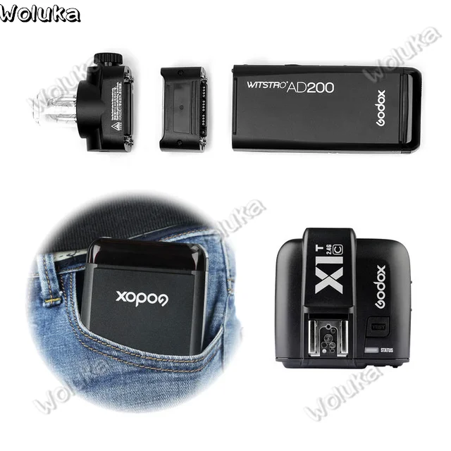 Godox AD200 200Ws GN 60 ttl высокоскоростная синхронизирующая со вспышкой стробоскоп Встроенная 2,4G Беспроводная X система с 2900mAh литиевая батарея CD50 T03Y