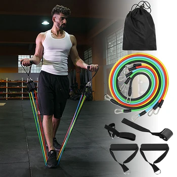 

Home Gym 14pcs Resistance Bands Set Workout Fintess Exercise Tube Bands Jump Rope Door Anchor Ankle Straps fitness equipment