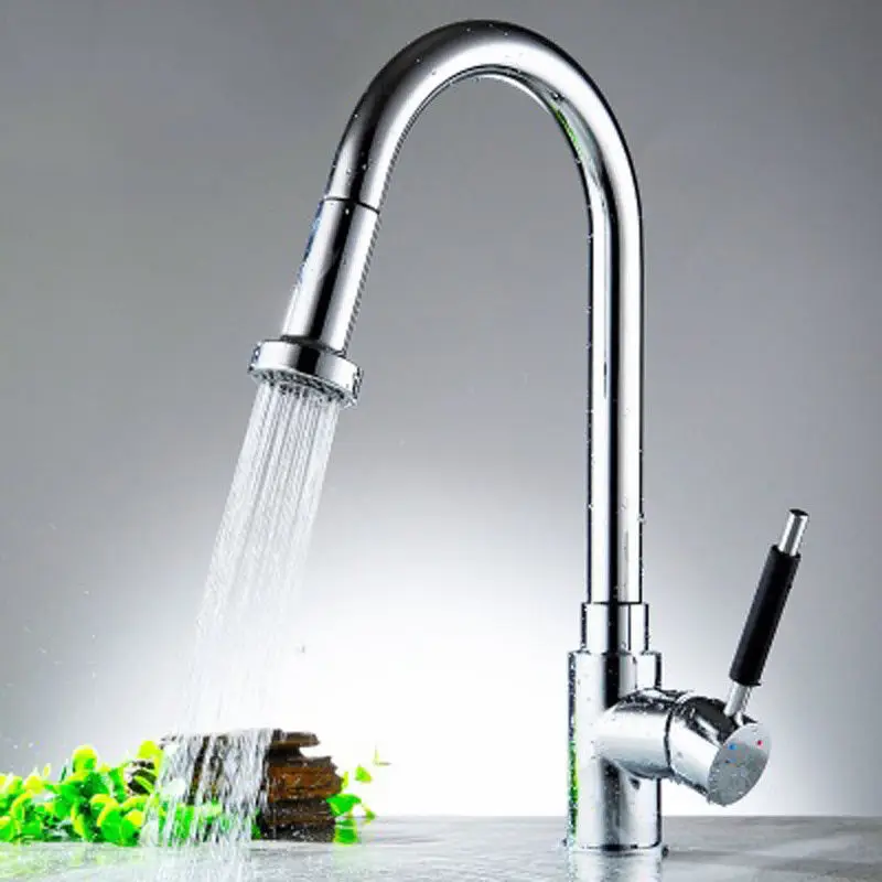 

Swivel Spray Spout Kitchen Sink Retractable Faucet Hot & Cold Mixer Tap