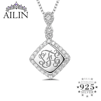 

AILIN 925 Sterling Silver 1-3 Monogram Letter Necklace Women Custom Initial Infinity Chain Necklaces Zircon Christmas Jewelry