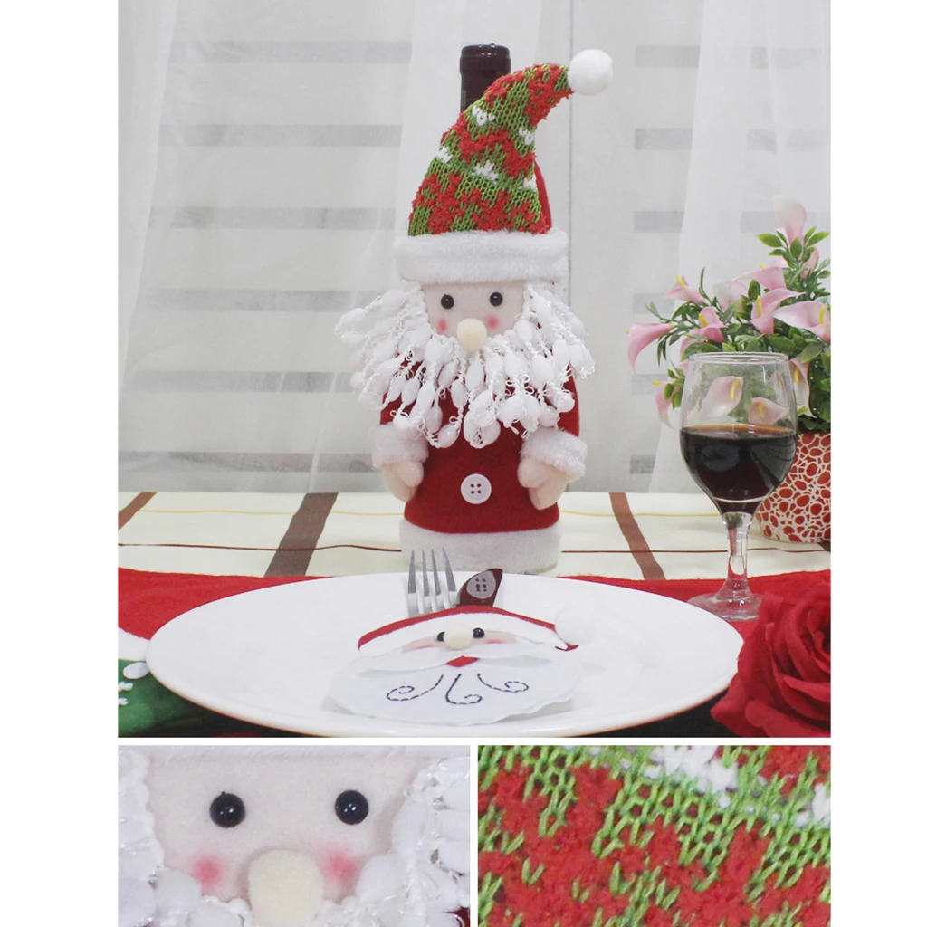 

Christmas Wine Bottle Bag Cover for Xmas Gift Dinner Party Table Decorations