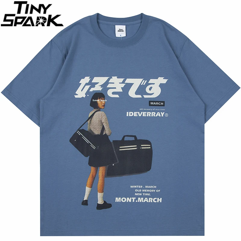 Hot Item Print Tshirt Tees Tops Short-Sleeve Japanese Kanji Streetwear Harajuku Hip-Hop Loose YDwpeazZWko